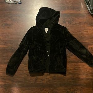 Cat & Jack Fleece Black Zip Up, L 12/14